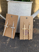 Load image into Gallery viewer, Hammered Cross Earrings (2 Colors)
