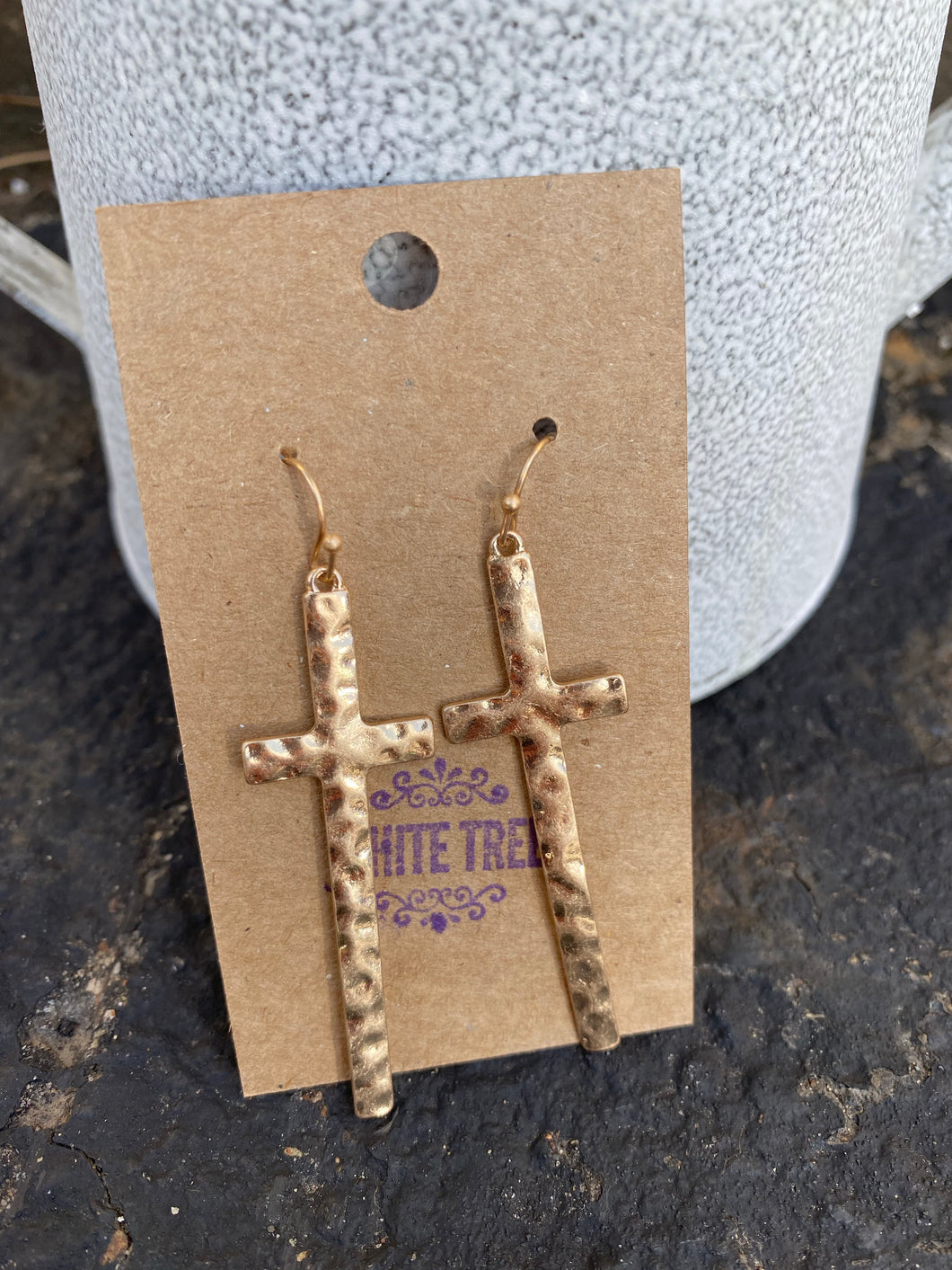 Hammered Cross Earrings (2 Colors)